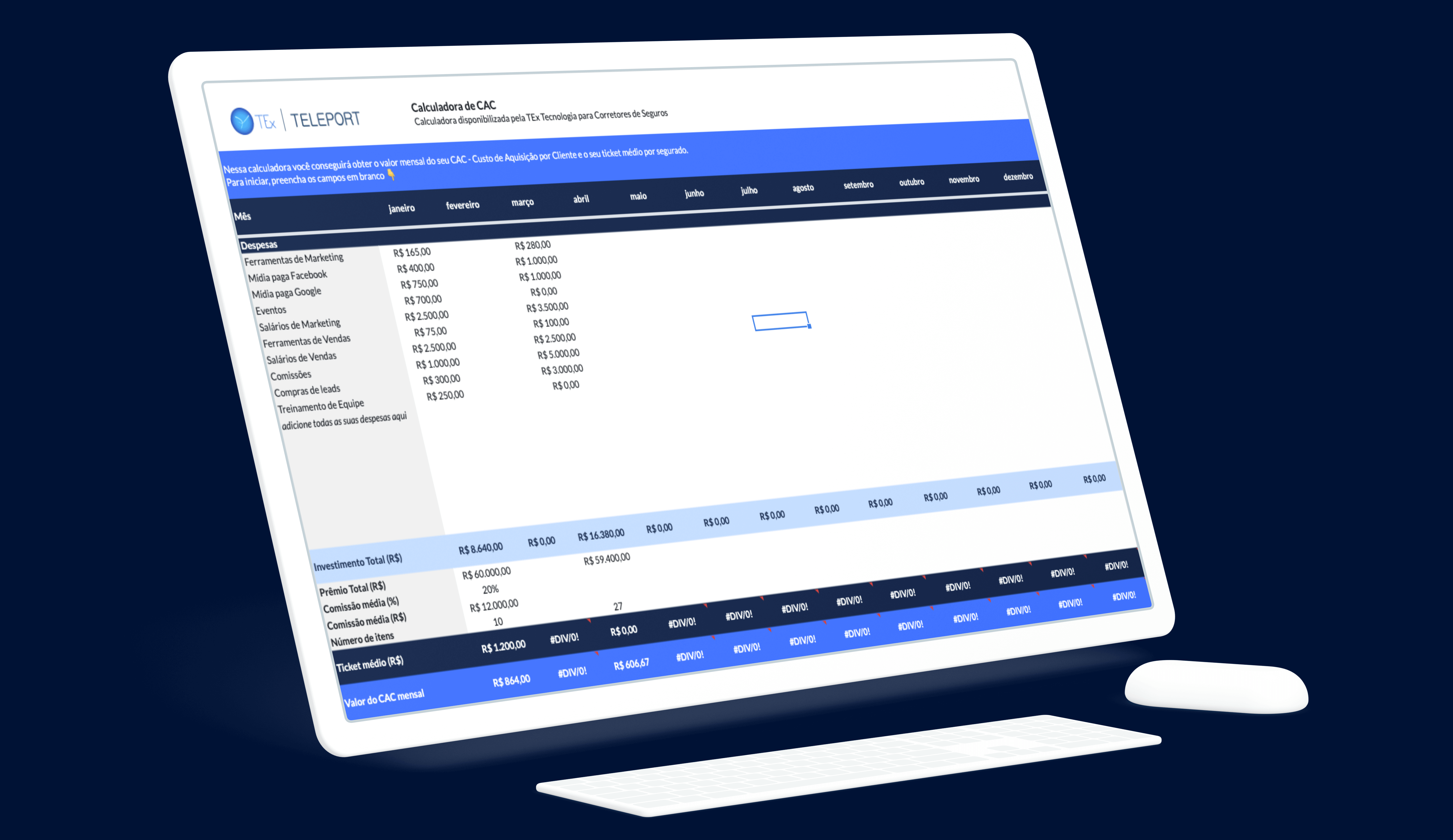 Template | Calculadora de Custo de Aquisição por Clientes